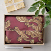  Baroque Golden Floral Damask Red Velvet Tissuepapier (Geschenk)