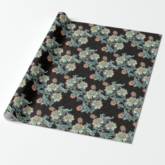 Baroque Golden Floral Elegant  Cadeaupapier (Uitgerold)
