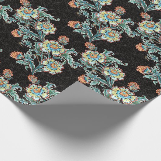 Baroque Golden Floral Elegant Cadeaupapier (Hoek)