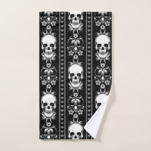 Baroque Gothic Skull Stripe Bad Handdoek (Handdoek)