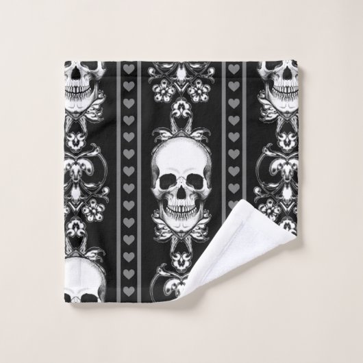 Baroque Gothic Skull Stripe Bad Handdoek (Wasdoekje)