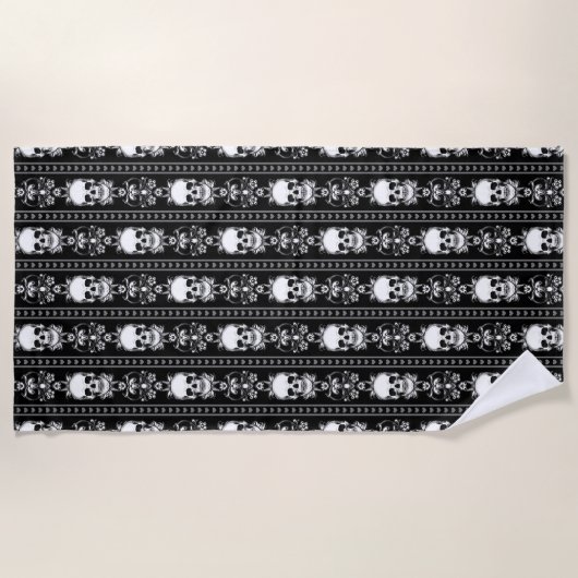 Baroque Gothic Skull Stripe Strandlaken (Voorkant)