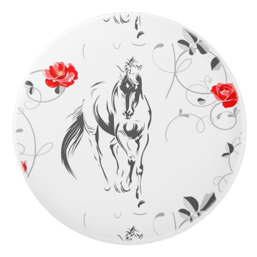 Baroque Horse Knob Keramische Knop (Voorkant)