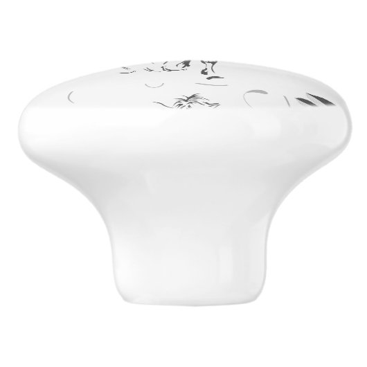 Baroque Horse Knob Keramische Knop (Zijkant)