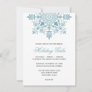 Baroque Ice Blue Ornamental Holiday Gala Kaart