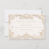 Baroque Ivory Elegant Wedding RSVP Card Kaartje (Voorkant)