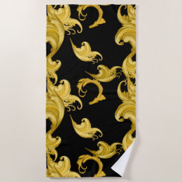 Baroque leaf, abstract, vintage flowers art strandlaken