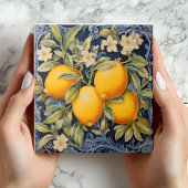 Baroque Lemon Botanical Ceramic Tile with Scrolls Tegeltje