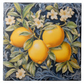 Baroque Lemon Botanical Ceramic Tile with Scrolls Tegeltje (Voorkant)