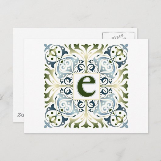 Baroque Letter E Briefkaart (Voorkant / Achterkant)