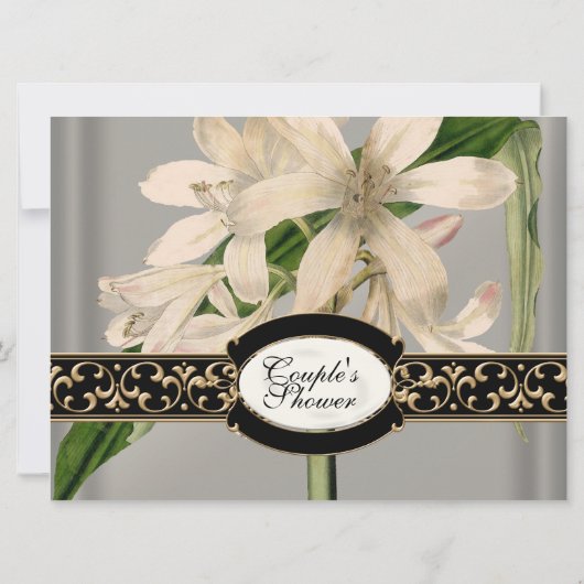 Baroque Lily Gold Formal Couples Shower Kaart (Achterkant)