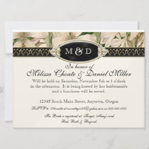 Baroque  Lily Gold Formal Couples Shower Kaart