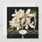 Baroque  Lily Gold Formal Elegant Wedding Kaart (Achterkant)