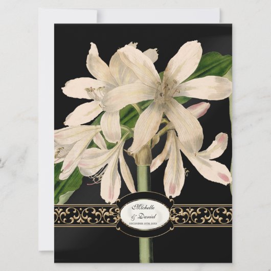 Baroque  Lily Gold Formal Elegant Wedding Kaart (Achterkant)