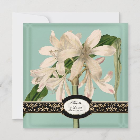 Baroque  Lily Gold Formal Elegant Wedding Kaart (Achterkant)