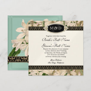 Baroque  Lily Gold Formal Elegant Wedding Kaart