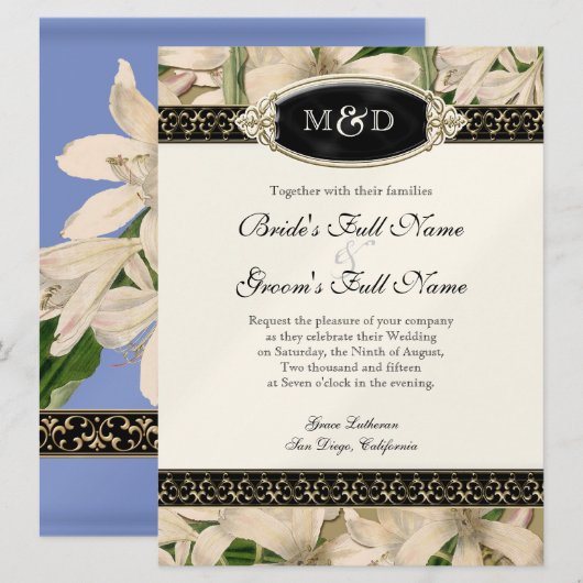 Baroque Lily Gold Formal Elegant Wedding Kaart (Voorkant / Achterkant)