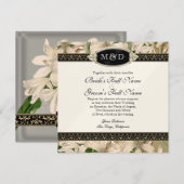 Baroque  Lily Gold Formal Elegant Wedding Kaart (Voorkant / Achterkant)