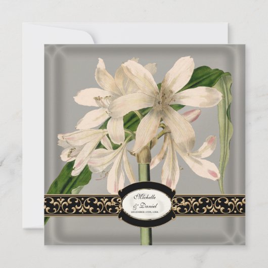 Baroque Lily Gold Formal Elegant Wedding Kaart (Achterkant)