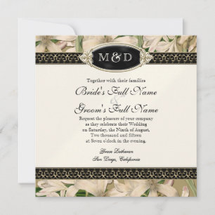 Baroque  Lily Gold Formal Elegant Wedding Kaart