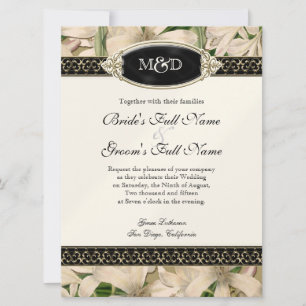 Baroque  Lily Gold Formal Elegant Wedding Kaart