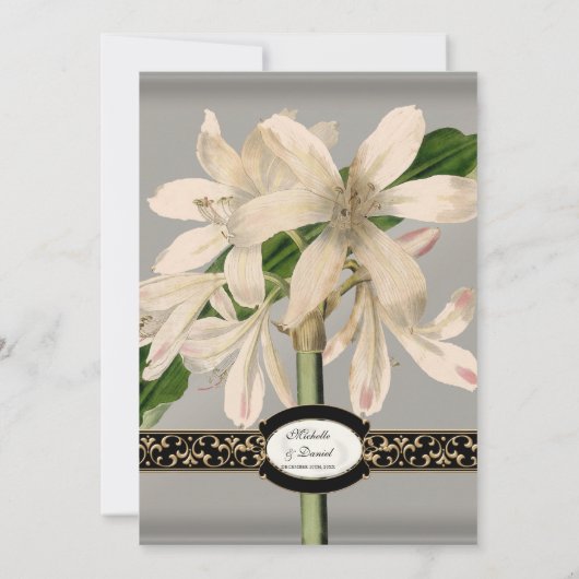 Baroque  Lily Gold Formal Elegant Wedding Kaart (Achterkant)