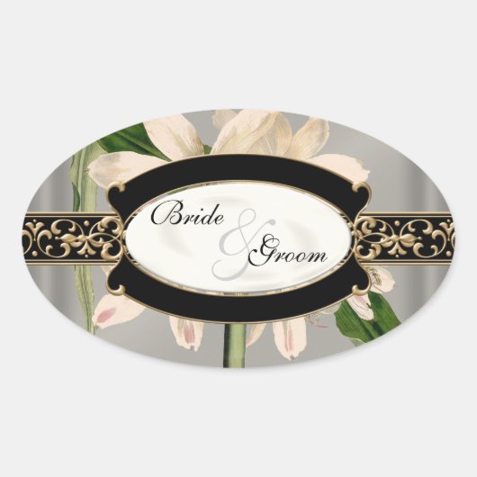 Baroque Lily Gold Formal Favor Gift Labels (Voorkant)