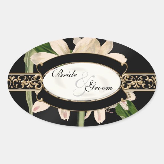 Baroque  Lily Gold Formal Favor Gift Labels (Voorkant)