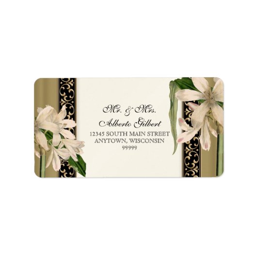 Baroque  Lily Gold Formal Matching Address Etiket (Voorkant)