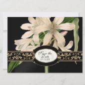 Baroque  Lily Gold Formal Save the Date Kaart (Achterkant)