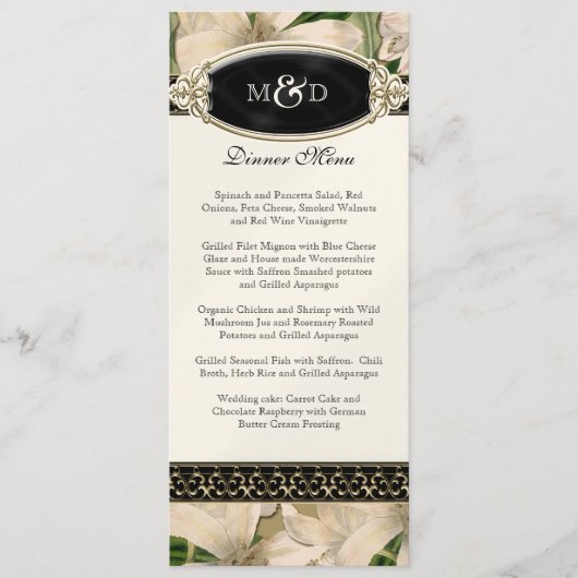 Baroque Lily Gold Formal Wedding Menu (Voorkant)