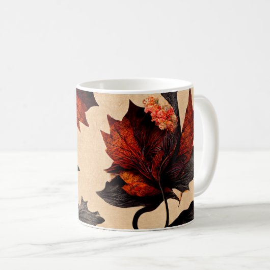 Baroque Maple Leaves Pattern Koffiemok (Voorkant rechts)