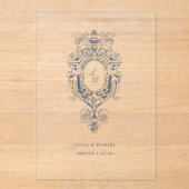 Baroque Ornament Crest Calligraphy Wedding  Acryl Uitnodigingen (Voorkant)
