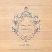 Baroque Ornament Wedding Acrylic Invitation Acryl Uitnodigingen (Voorkant)