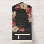 Baroque Painted Floral Wedding Foil All In One Uitnodiging (Binnenkant)