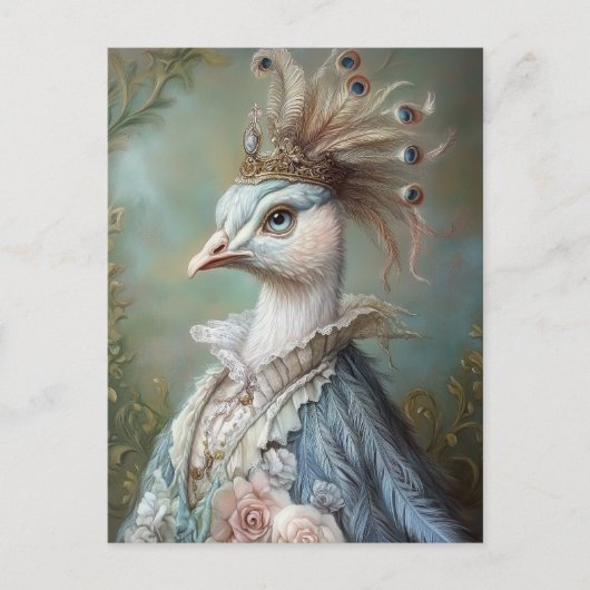 Baroque Peacock Royal Portrait Design Briefkaart (Voorkant)