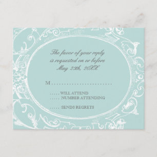 Baroque Peacock RSVP-reactiekaart - Blauw groen RSVP Kaartje