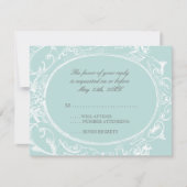 Baroque Peacock RSVP-reactiekaart - Blauw groen RSVP Kaartje (Voorkant)