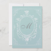 Baroque Peacock sparen de Datum Uitnodiging - Aqua (Achterkant)