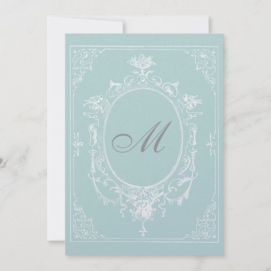 Baroque Peacock sparen de Datum Uitnodiging - Aqua (Achterkant)