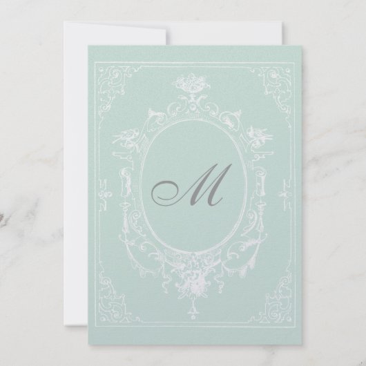 Baroque Peacock sparen de Datum Uitnodiging - Blau (Achterkant)