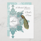Baroque Peacock Vrijgezellenfeest Invite - Aqua Bl Kaart (Voorkant / Achterkant)