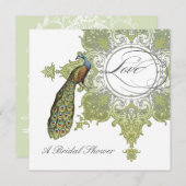 Baroque Peacock Vrijgezellenfeest Invite - Aqua Bl Kaart (Voorkant / Achterkant)