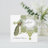 Baroque Peacock Vrijgezellenfeest Invite - Aqua Bl Kaart (Staand voorkant)