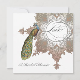 Baroque Peacock Vrijgezellenfeest Invite - Mocha T Kaart