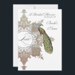 Baroque Peacock Vrijgezellenfeest Invite - Mocha T Kaart<br><div class="desc">PAPIERSELECTIE: Dit is te zien op basispapier, een andere geweldige keuze zou zijn "metallisch ijs", een schoon wit, gepeld grijs oppervlak. Het zou ook mooi zijn op "Champagne Metallic" linen, vilt of een van de andere keuzes. ONTWERP: Dit , geïnspireerde bruiloft collectie heeft een volledig samenstel van producten en kan...</div>