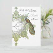 Baroque Peacock Vrijgezellenfeest Invite - Olijven Kaart (Staand voorkant)