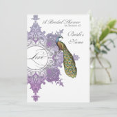 Baroque Peacock Vrijgezellenfeest Invite - Paars Kaart (Staand voorkant)