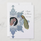 Baroque Peacock Wedding Invitation - Blue Kaart (Voorkant)