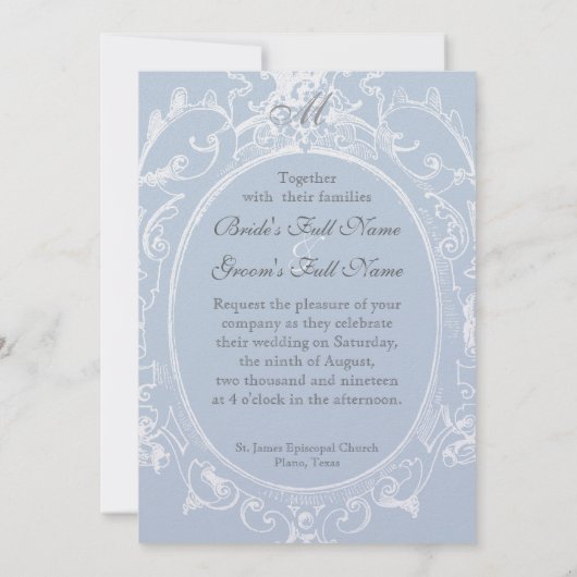 Baroque Peacock Wedding Invitation - Blue Kaart (Achterkant)